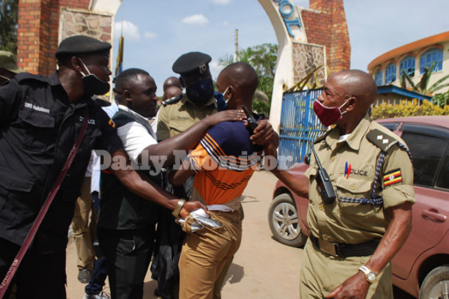 PHOTO: Aaron Ainomugisha, a journalist attached to Mbarara based Crooze FM says he was attacked by security operatives during the western youth MP elections because he had captured some of them on camera trying to bribe voters 